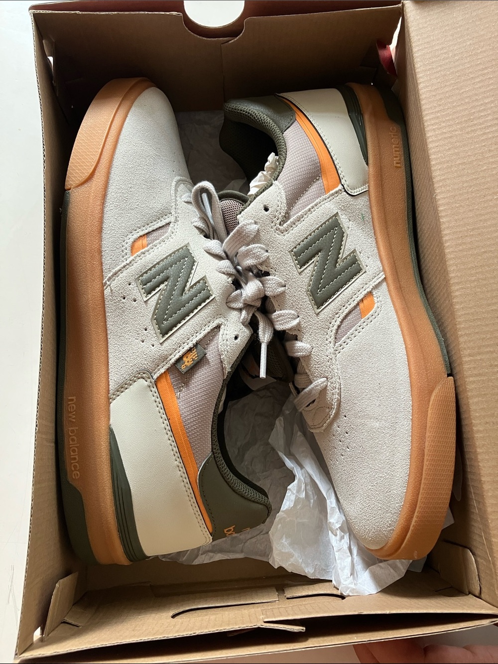 New Balance Men’s 306 Jamie For Cup Cream, Olive & Orange Suede Sneakers - Picture 6 of 6